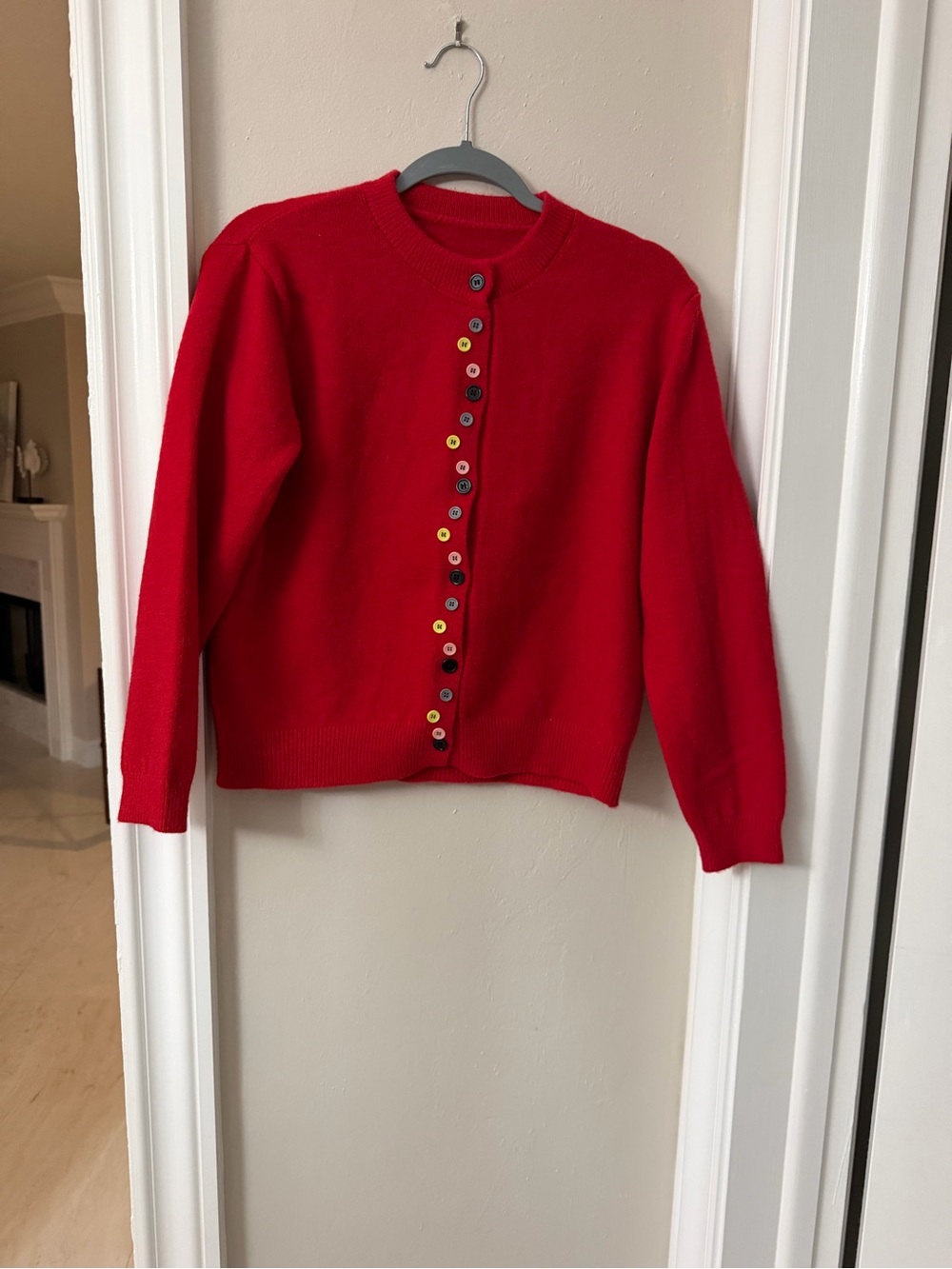 Red wool Women's Cardigan Sweater